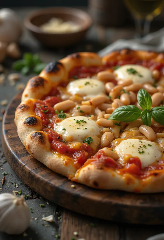 Pizza ai Fagioli with beans and cheese