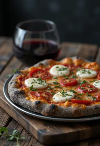 Pizza di Grano Arso made with burnt grain flour and Italian cheeses