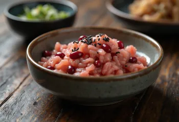 Sekihan with black sesame seeds served, freshly made.