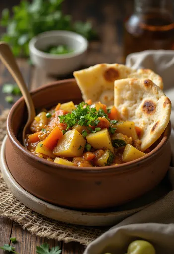 Shurpa with vegetables, rich and spicy soup with vegetables and chicken meat