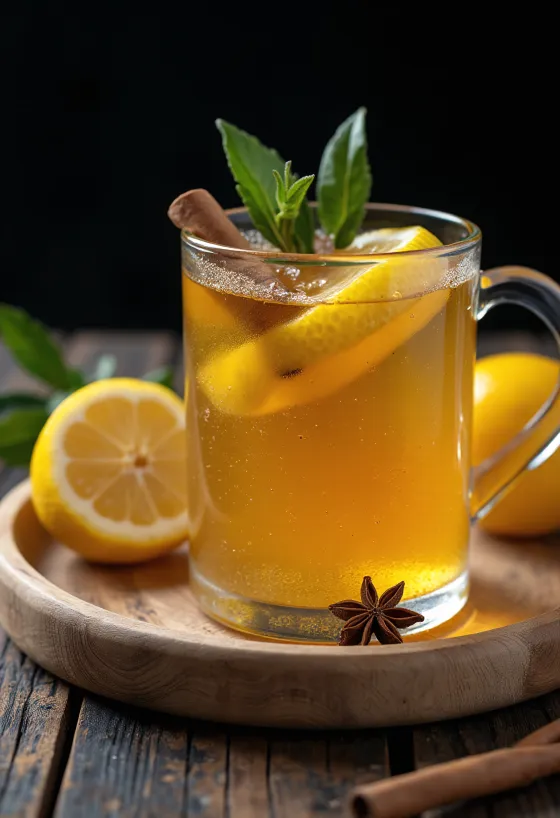 Lemon honey cider served