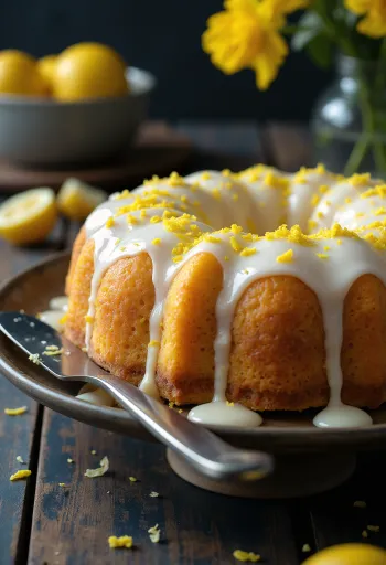 Lemon and honey cake with fresh lemon glaze
