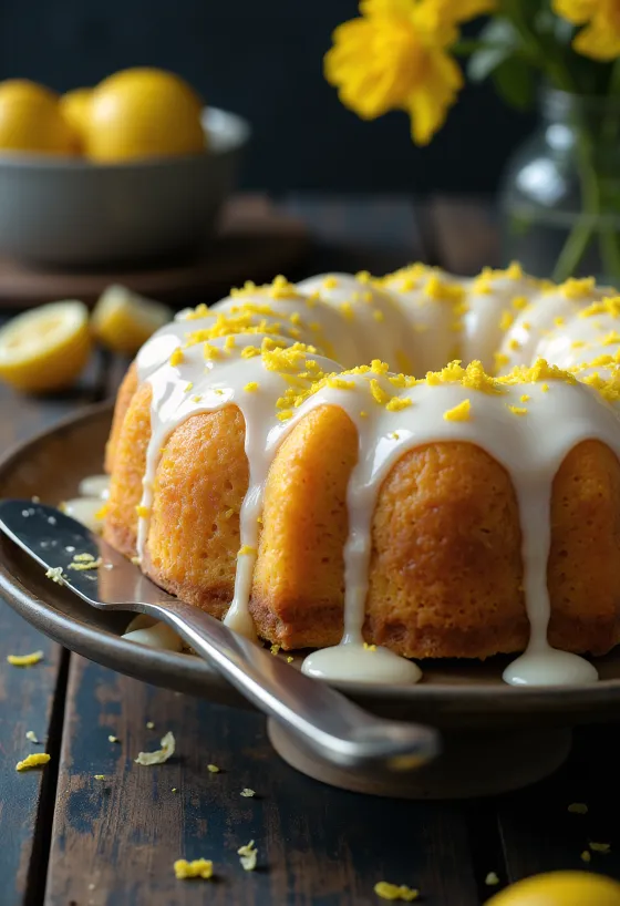 Lemon and honey cake with fresh lemon glaze