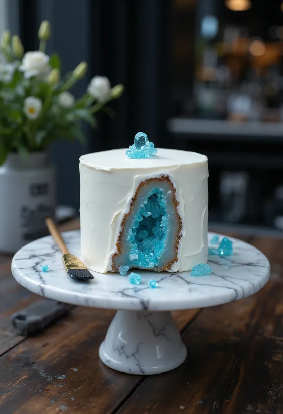 Geode cake with colourful rock candy