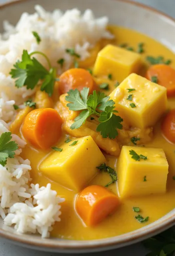 Aubergine curry served with spices and coconut milk
