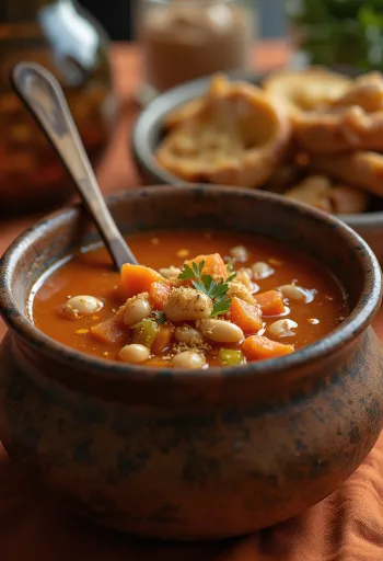 Vegan bean soup with smoked paprika served