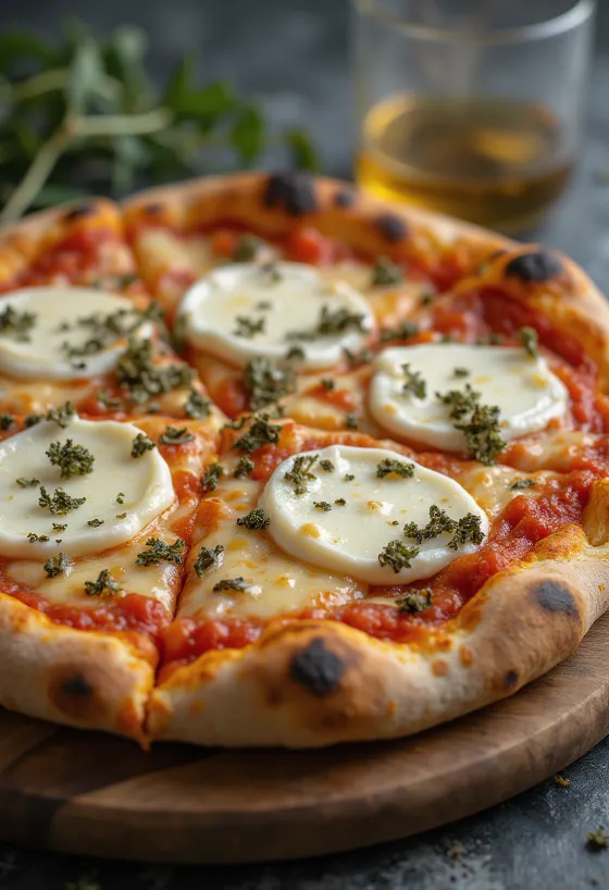 Pizza ai Formaggi di Capra with goats' cheese and mozzarella