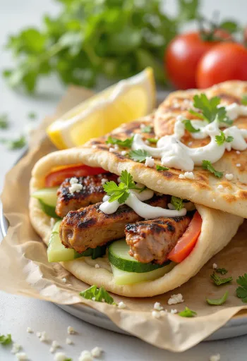 Kebab in pita served