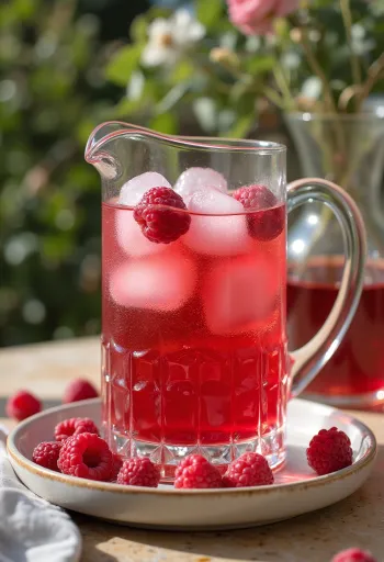 Raspberry and mint cider served in glasses