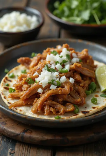 Pork carnitas served in warm tortillas