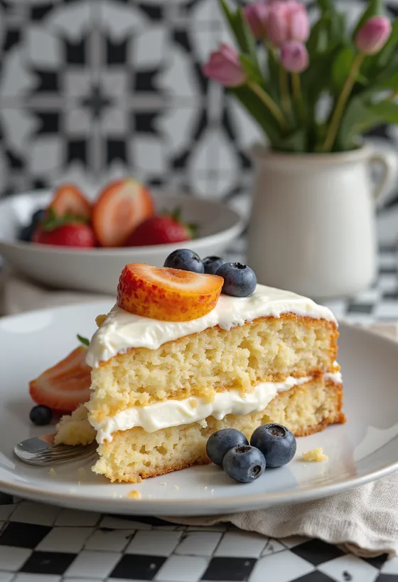 Sugar-free vanilla cake served