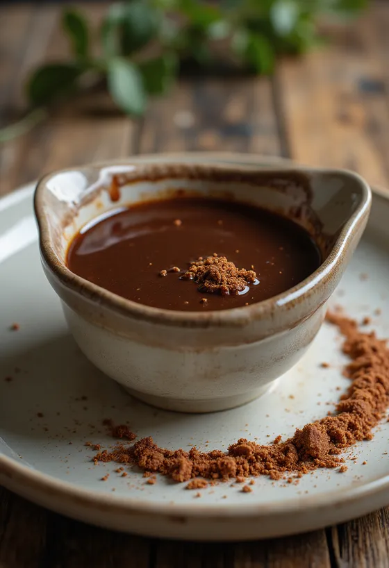 Sweet Chocolate Chilli Sauce served in a small dish