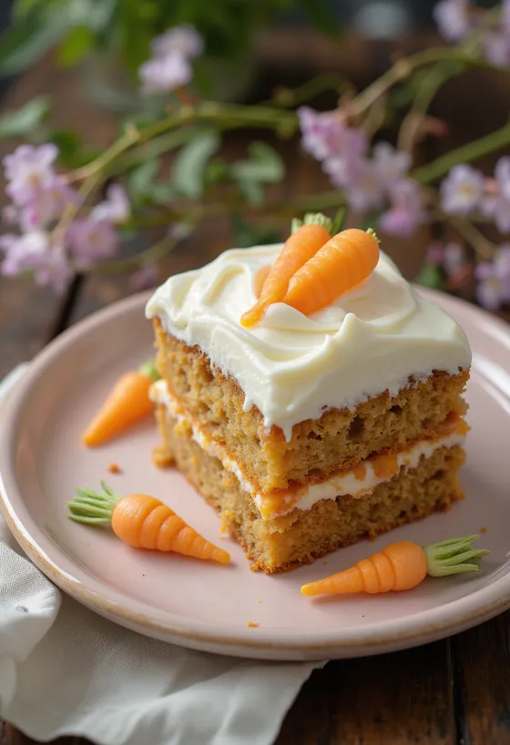 Easter carrot cake with fondant carrot decoration