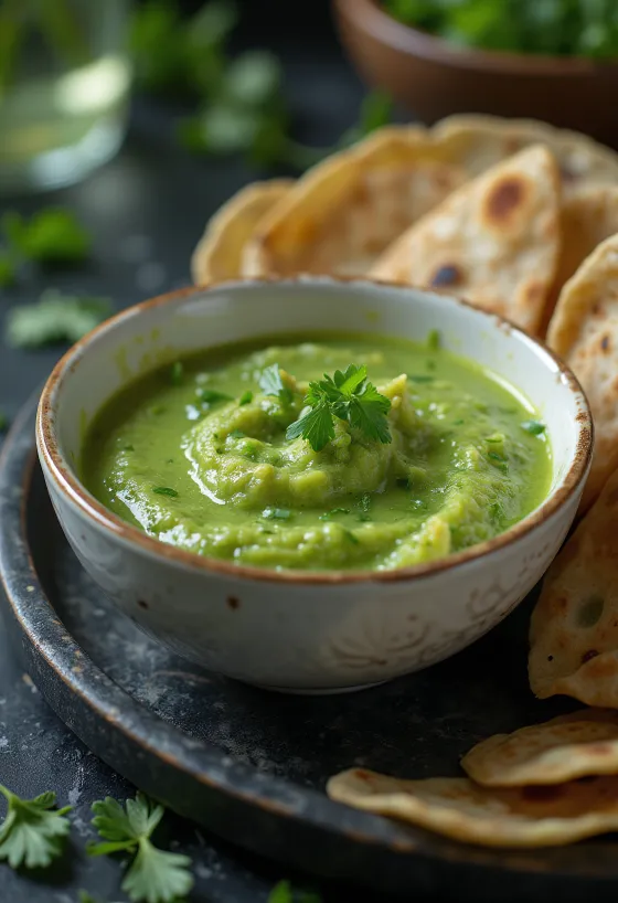 Mint chutney served fresh
