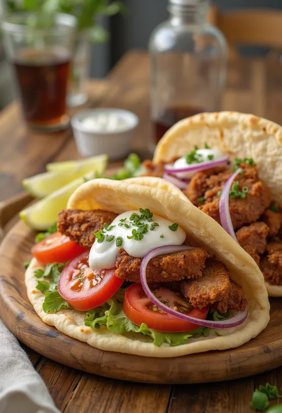 Pork Gyros, Greek pork pita with tzatziki sauce